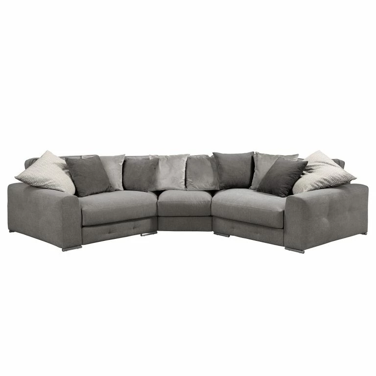 loftscape Maison Belfort Canapé d’angle Tahko – Microfibre / Tissu / Velours – Gris / Gris clair