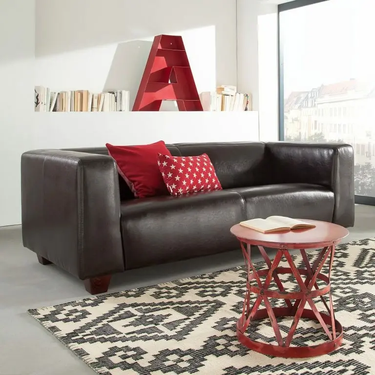 Loftscape Maison Belfort Canapé Nespolo (3 Places) – Cuir Véritable / Cuir Synthétique – Marron Foncé