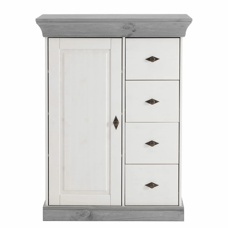 loftscape Maison Belfort Commode Bergen II – Pin massif – Blanc / Gris