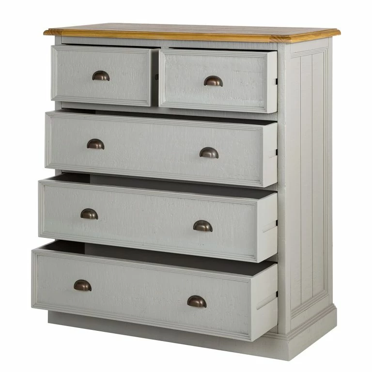 Loftscape Maison Belfort Commode Lavalle II – Partiellement En Pin Massif – Pin / Gris Clair