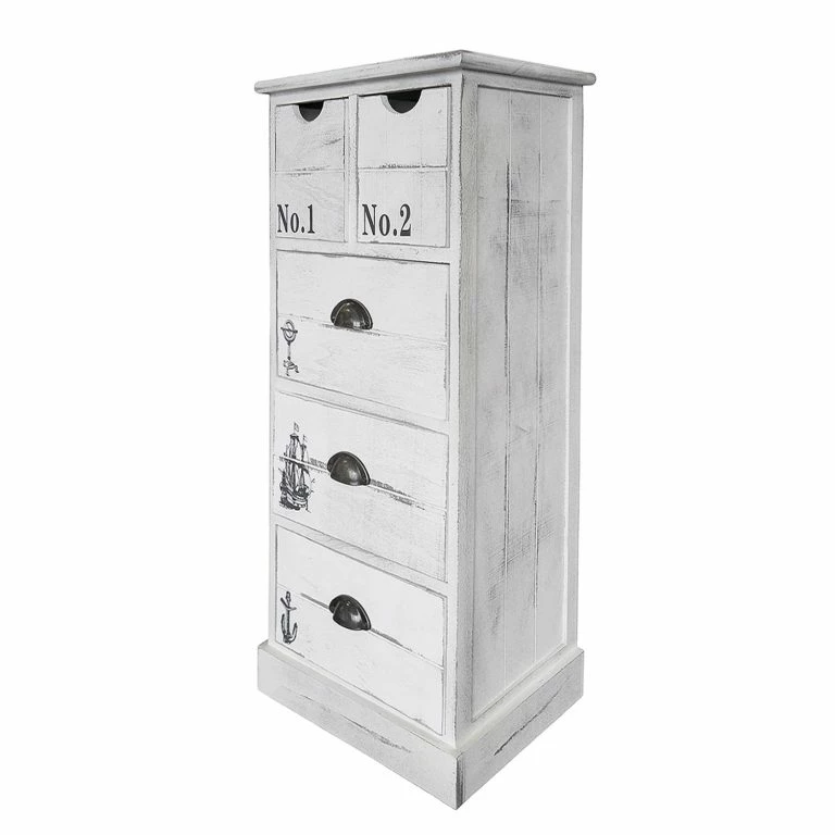loftscape Maison Belfort Commode Nadi I – Partiellement en paulownia massif – Blanc cassé – 86 cm