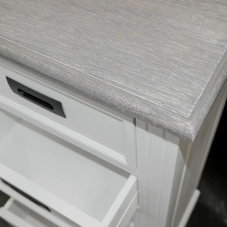 Loftscape Maison Belfort Commode Nasinu II – Partiellement En Paulownia Massif – Blanc / Gris Ancien