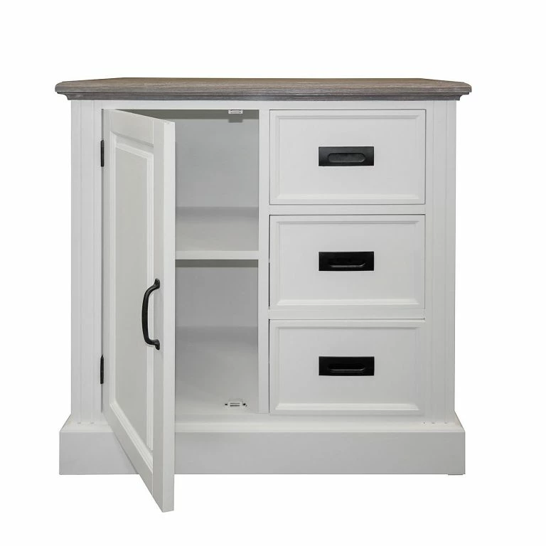 Loftscape Maison Belfort Commode Nasinu IV – Partiellement En Paulownia Massif – Blanc / Gris Ancien