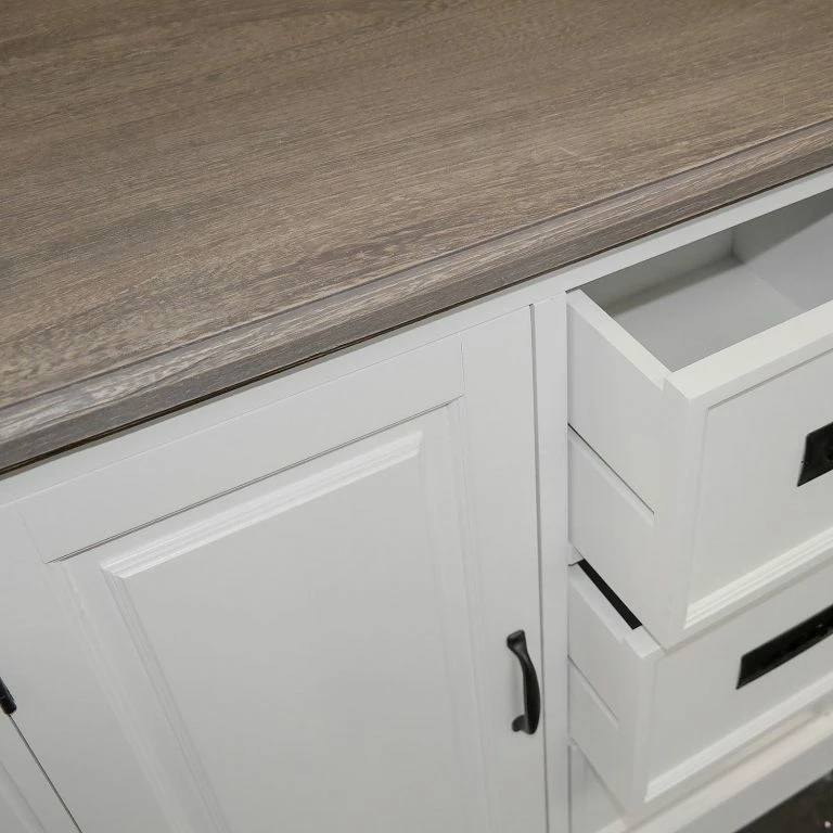 Loftscape Maison Belfort Commode Nasinu IV – Partiellement En Paulownia Massif – Blanc / Gris Ancien