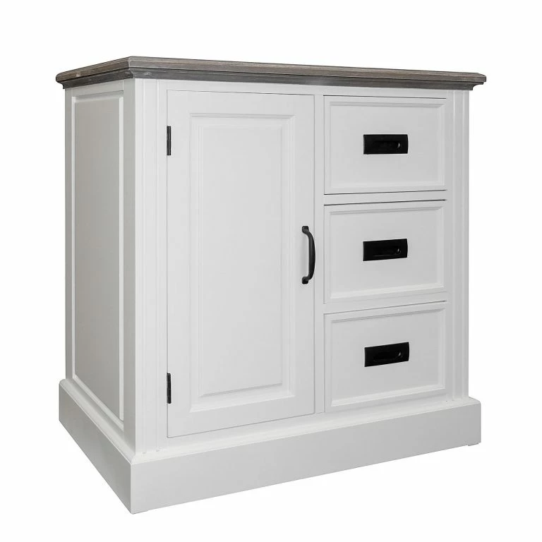 Loftscape Maison Belfort Commode Nasinu IV – Partiellement En Paulownia Massif – Blanc / Gris Ancien