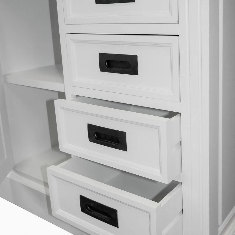 Loftscape Maison Belfort Commode Nasinu V – Partiellement En Paulownia Massif – Blanc / Gris Ancien