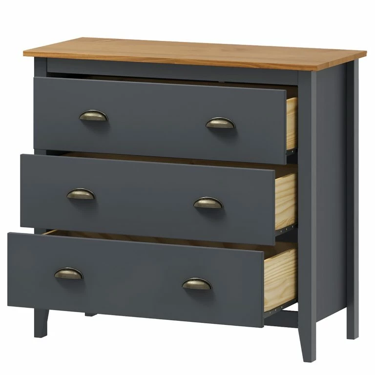 Loftscape Maison Belfort Commode Rivery III – Pin Massif – Anthracite