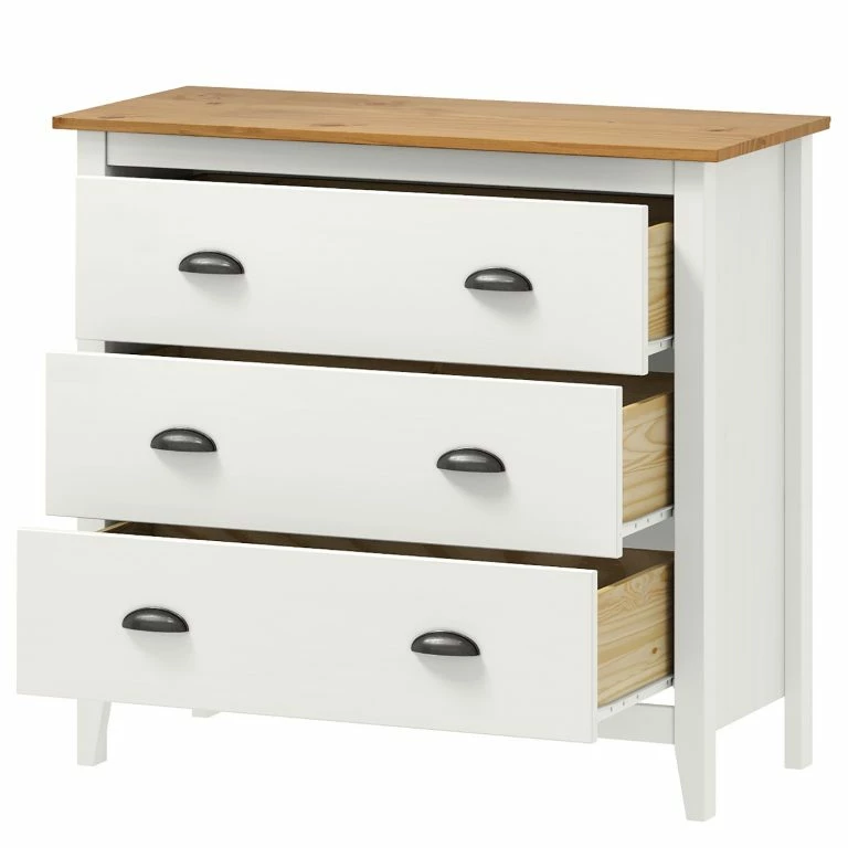 Loftscape Maison Belfort Commode Rivery III – Pin Massif – Blanc