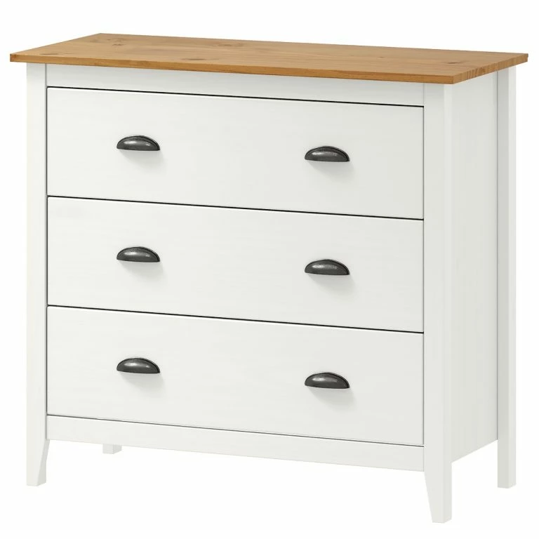 Loftscape Maison Belfort Commode Rivery III – Pin Massif – Blanc