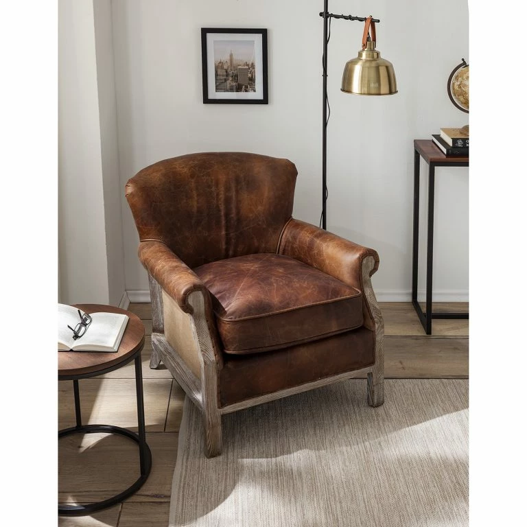 Loftscape Maison Belfort Fauteuil Aleixo – Cuir – Marron