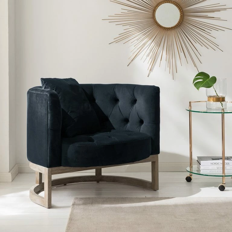 Loftscape Maison Belfort Fauteuil Drysdale – Velours – Bleu Marine