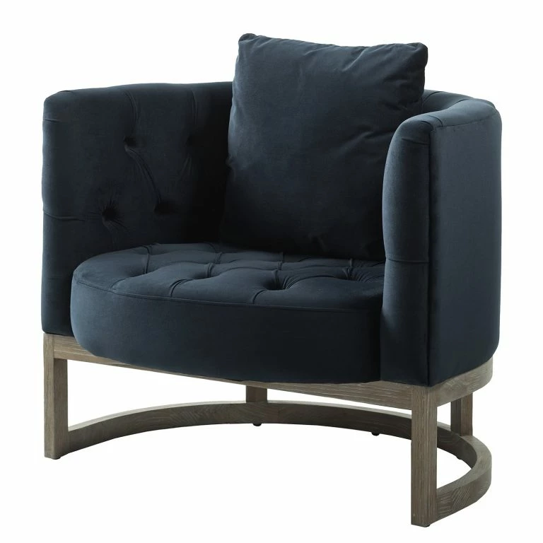 loftscape Maison Belfort Fauteuil Drysdale – Velours – Bleu marine