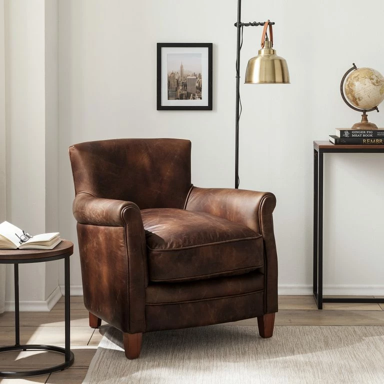 Loftscape Maison Belfort Fauteuil Katira – Cuir – Marron