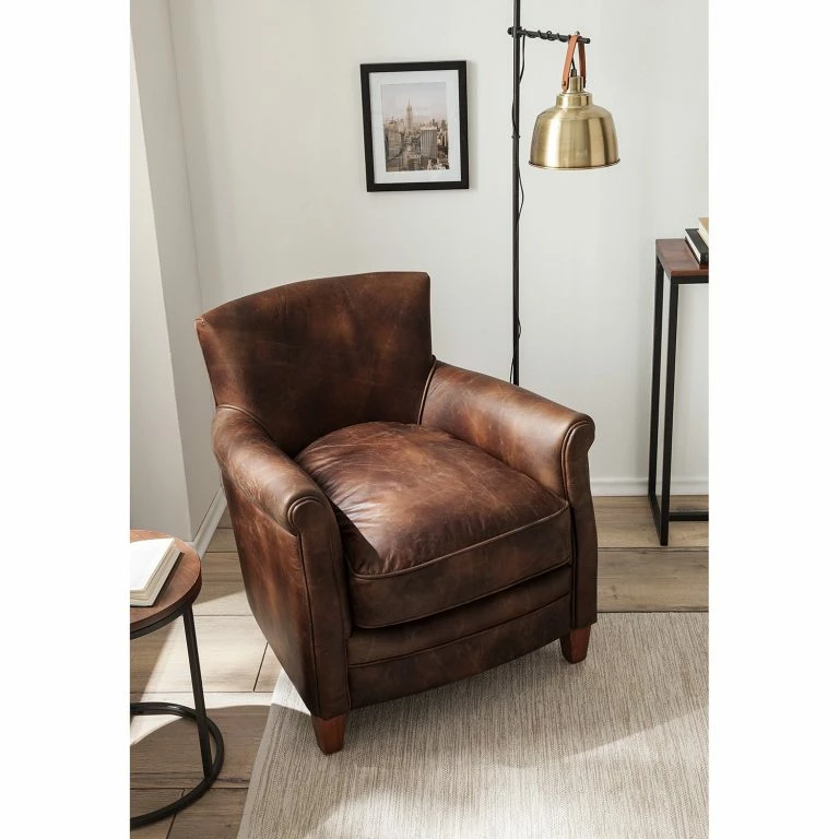 Loftscape Maison Belfort Fauteuil Katira – Cuir – Marron