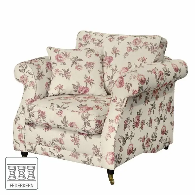 Loftscape Maison Belfort Fauteuil Rosehearty – Tissu – Crème / Rose
