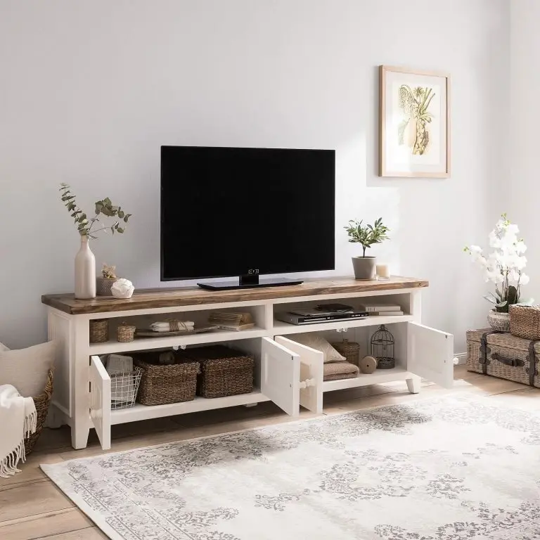 Loftscape Maison Belfort Meuble TV Balignton – Pin Massif – Pin Blanc / Pin