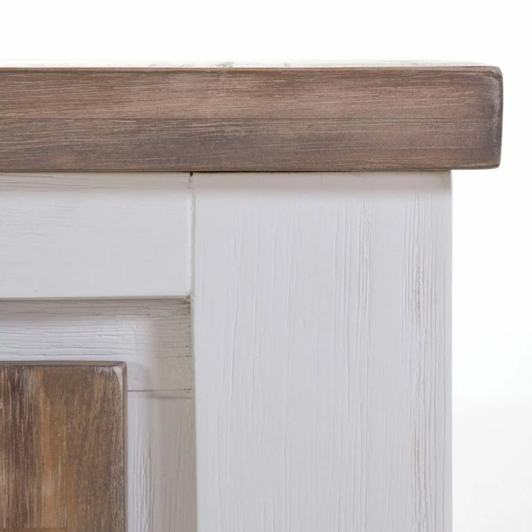 Loftscape Maison Belfort Meuble TV Bas Doral – Acacia Partiellement Massif Marron / Blanc