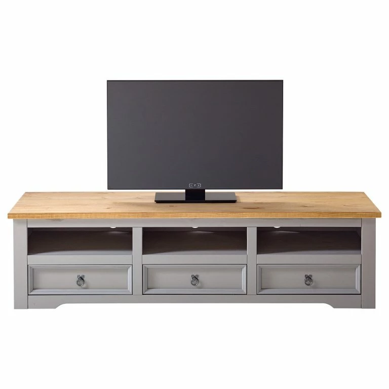 Loftscape Maison Belfort Meuble TV Finca Rustica II – Pin Massif – Pin Gris