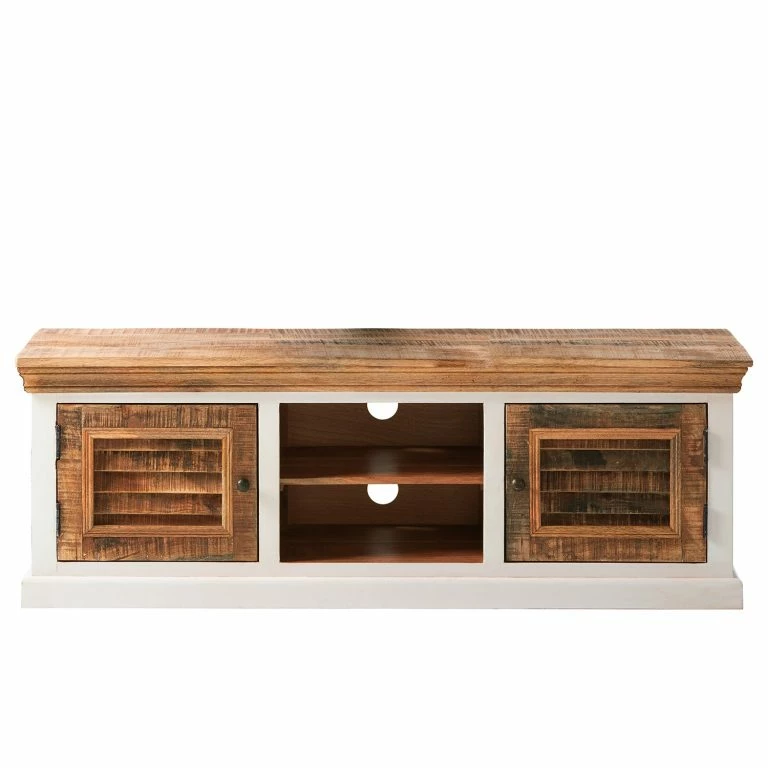 Loftscape Maison Belfort Meuble TV Newhaven – Partiellement En Manguier Massif – Manguier / Blanc