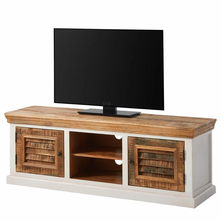 loftscape Maison Belfort Meuble TV Newhaven – Partiellement en manguier massif – Manguier / Blanc