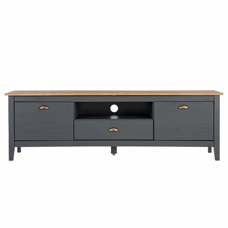 Loftscape Maison Belfort Meuble TV Rivery II – Pin Massif – Anthracite