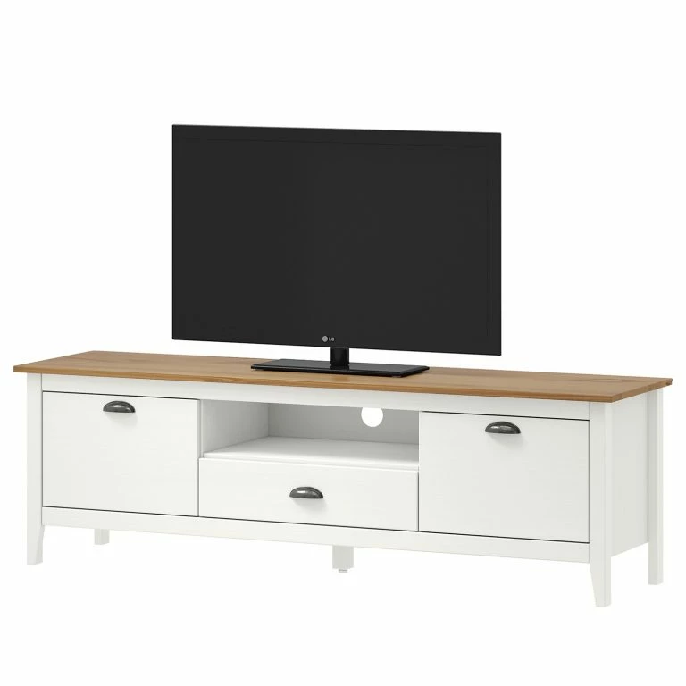 Loftscape Maison Belfort Meuble TV Rivery II – Pin Massif – Blanc