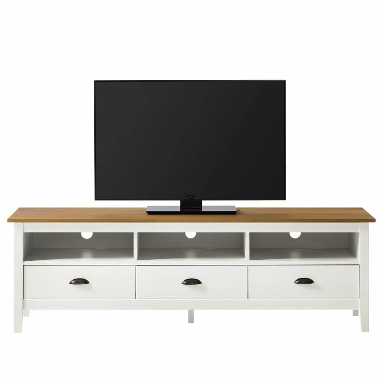Loftscape Maison Belfort Meuble TV Rivery – Pin Massif – Blanc