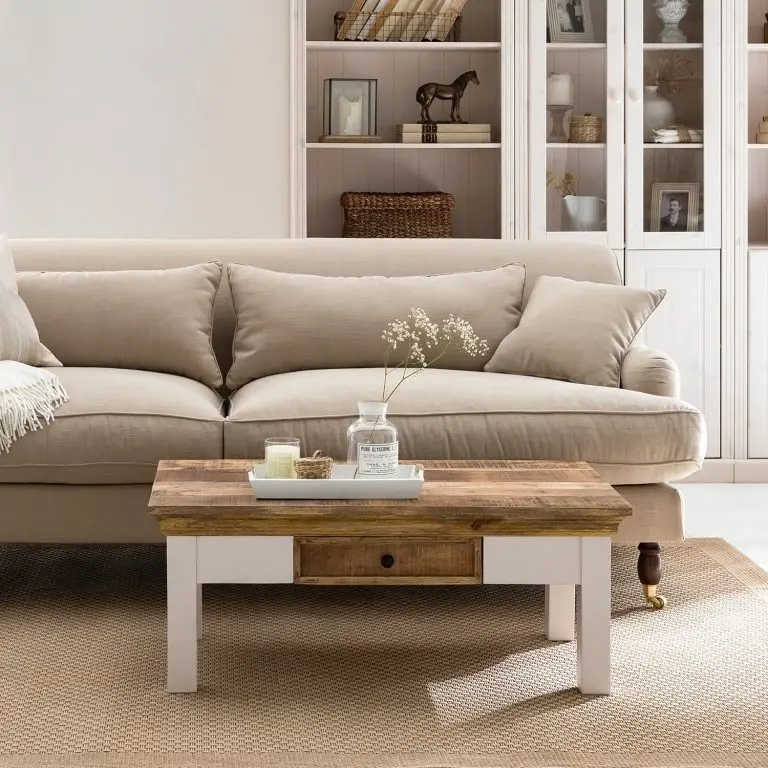 Loftscape Maison Belfort Table Basse Newhaven – Manguier Massif – Manguier / Blanc