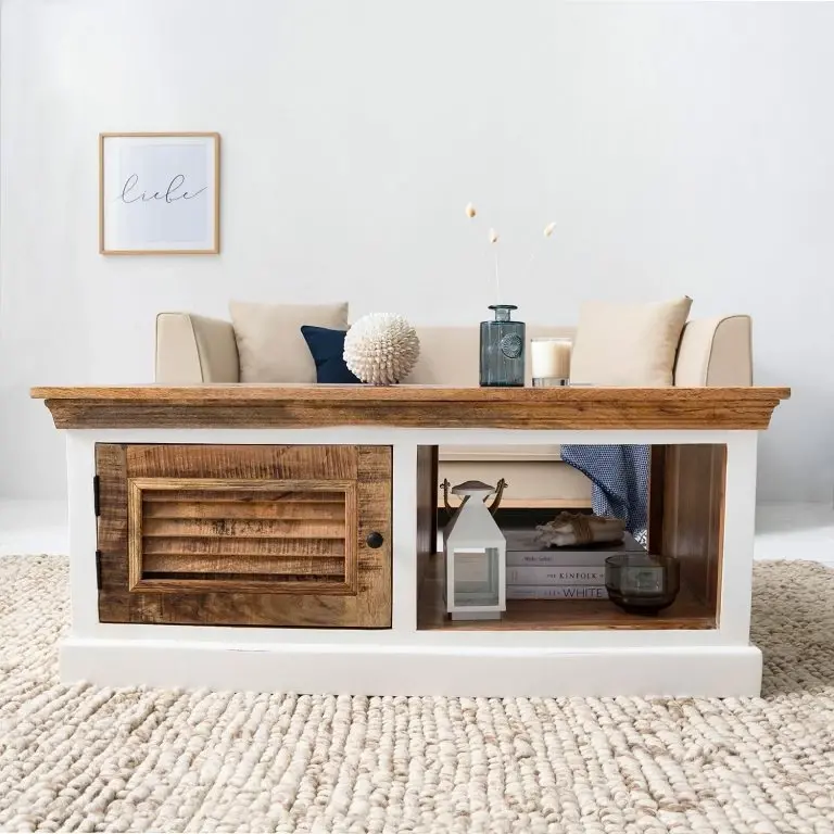 Loftscape Maison Belfort Table Basse Newhaven – Manguier Massif – Manguier / Blanc