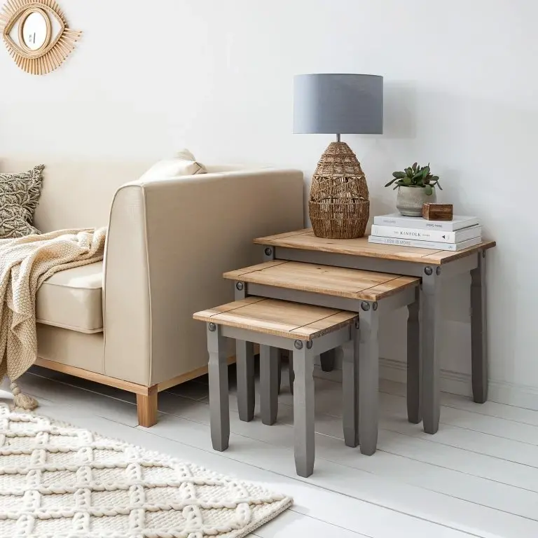 Loftscape Maison Belfort Tables Gigognes Finca Rustica (3 élém.) – 3 éléments -Pin Massif – Pin Gris