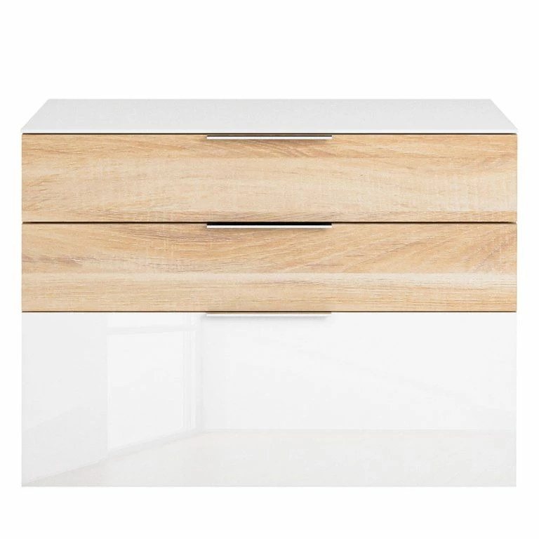 Loftscape Maja Möbel Armoire Murale Shino – Verre – Blanc / Imitation Chêne