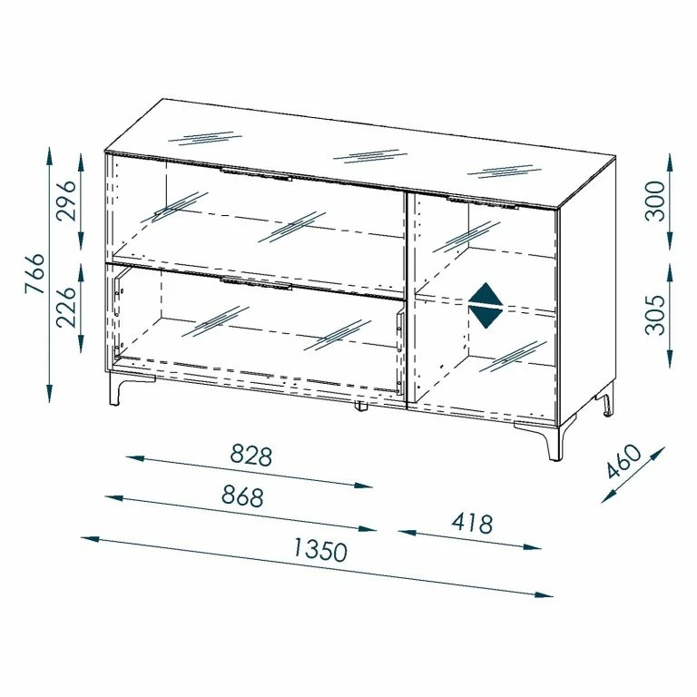 Loftscape Maja Möbel Buffet Shino I – Verre Blanc / Blanc