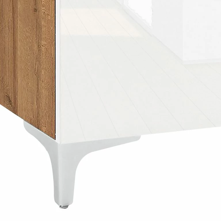 Loftscape Maja Möbel Buffet Shino I – Verre Blanc / Imitation Chêne De Riviera