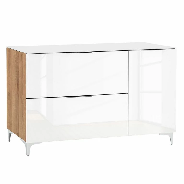 loftscape Maja Möbel Buffet Shino I – Verre blanc / Imitation chêne de Riviera