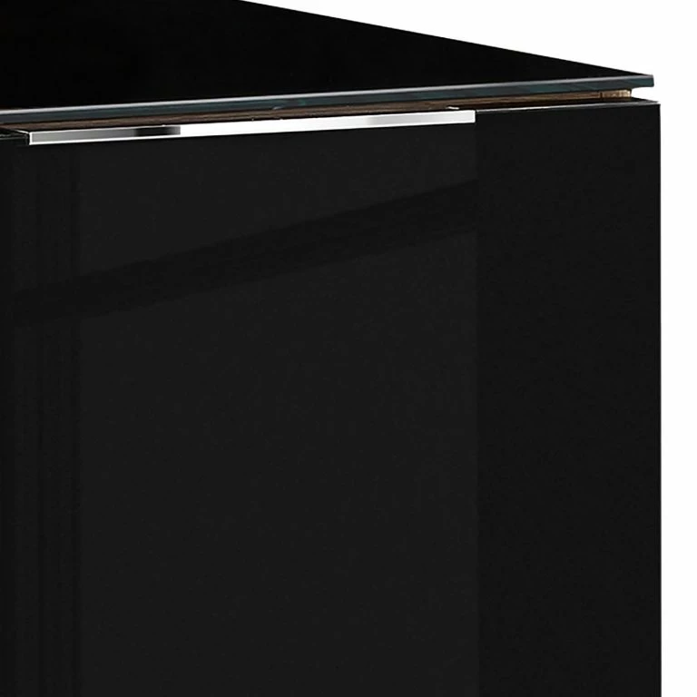 Loftscape Maja Möbel Buffet Shino I – Verre Noir / Imitation Chêne De Riviera