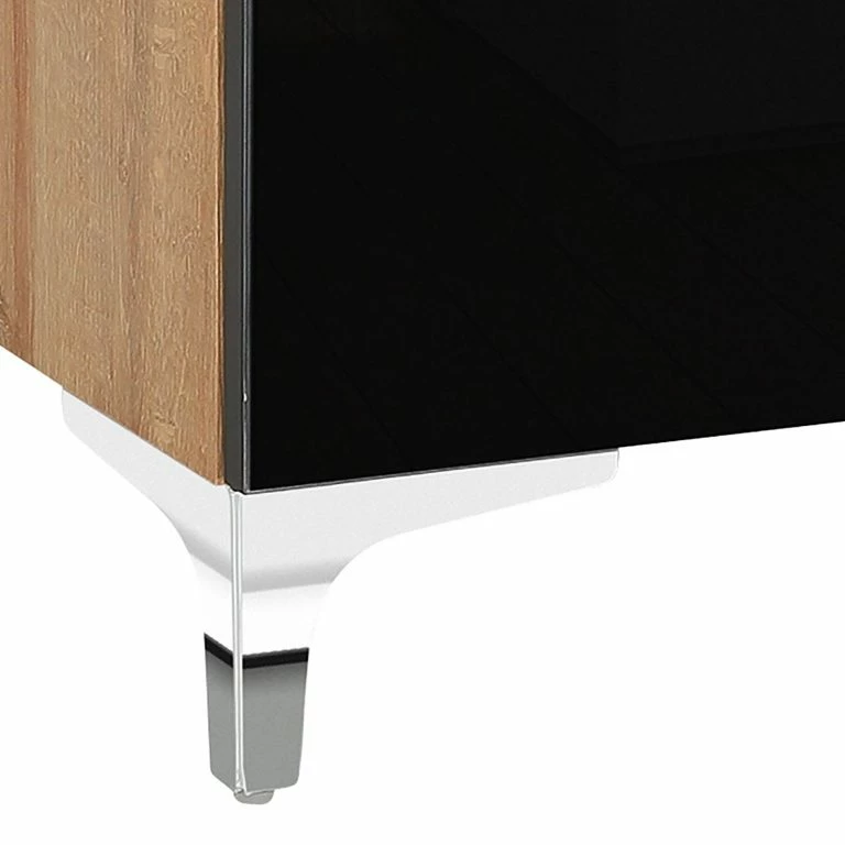 Loftscape Maja Möbel Buffet Shino I – Verre Noir / Imitation Chêne De Riviera