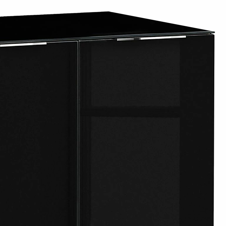Loftscape Maja Möbel Buffet Shino II – Verre Noir / Imitation Chêne De Riviera