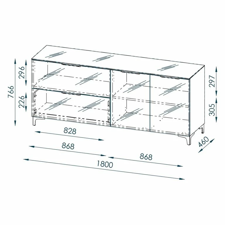 Loftscape Maja Möbel Buffet Shino II – Verre Noir / Noir