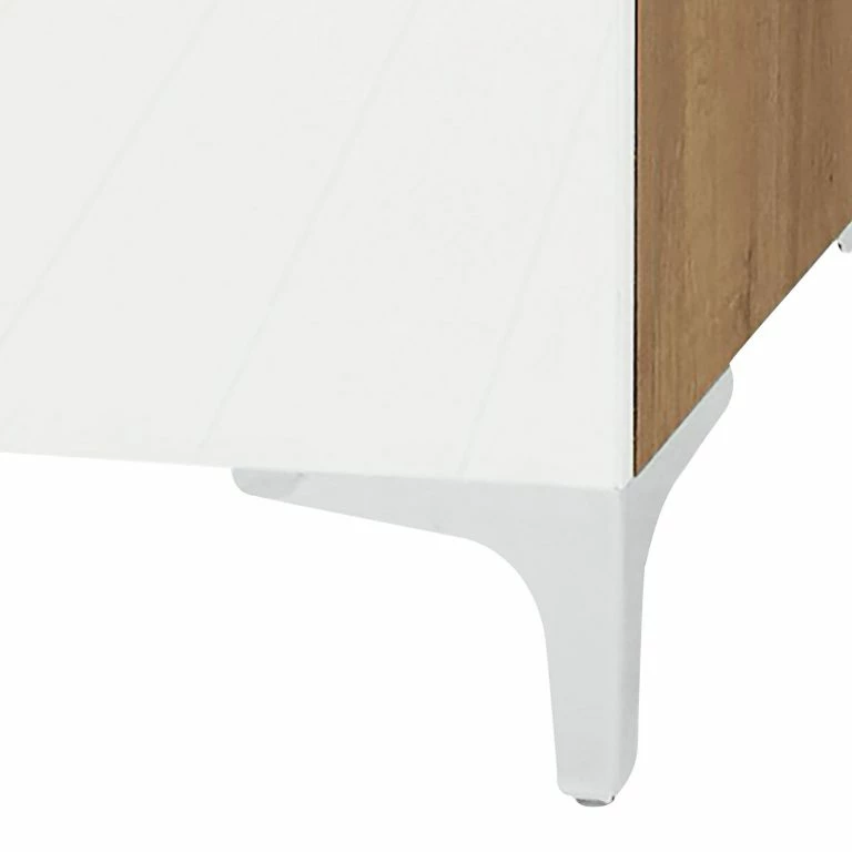 Loftscape Maja Möbel Buffet Shino III – Verre Blanc / Imitation Chêne De Riviera