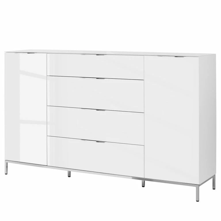 loftscape Maja Möbel Buffet Trend – Verre – Blanc brillant / Chrome