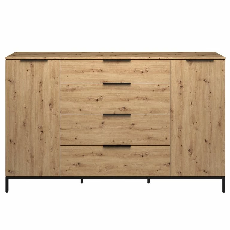 Loftscape Maja Möbel Buffet Trend Wood I – Imitation Chêne à Nœuds / Noir