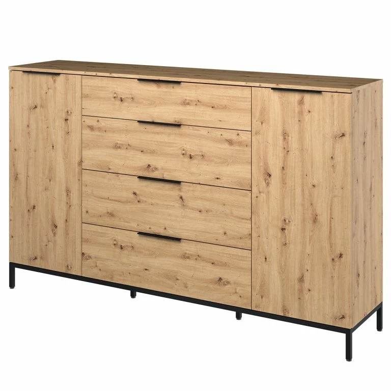 loftscape Maja Möbel Buffet Trend Wood I – Imitation chêne à nœuds / Noir