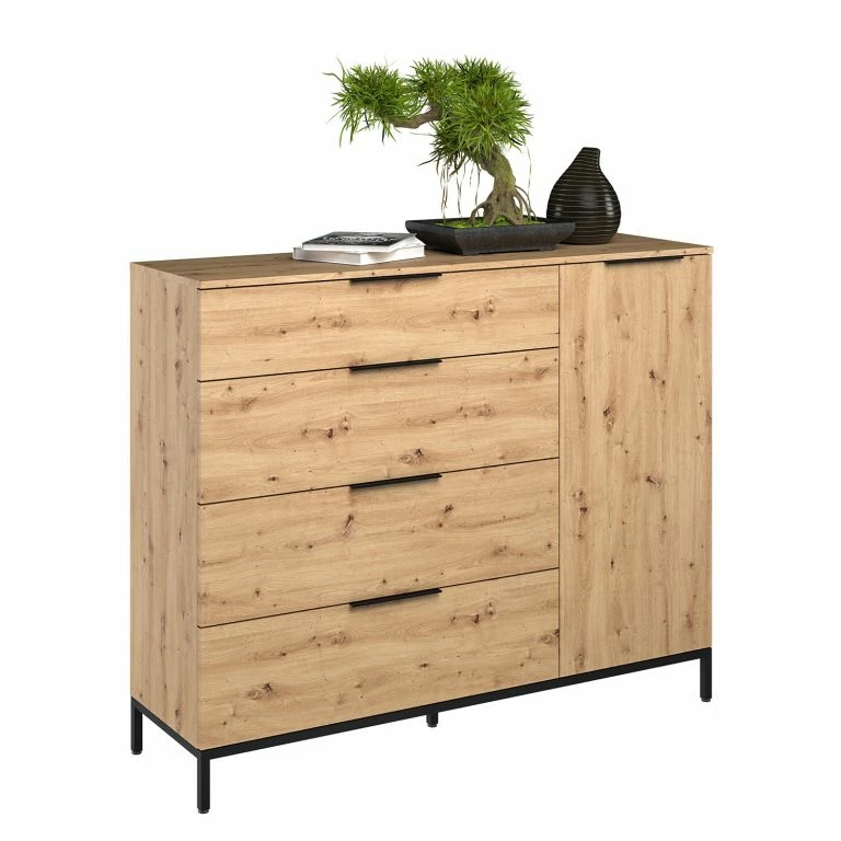 Loftscape Maja Möbel Buffet Trend Wood II – Imitation Chêne à Nœuds / Noir
