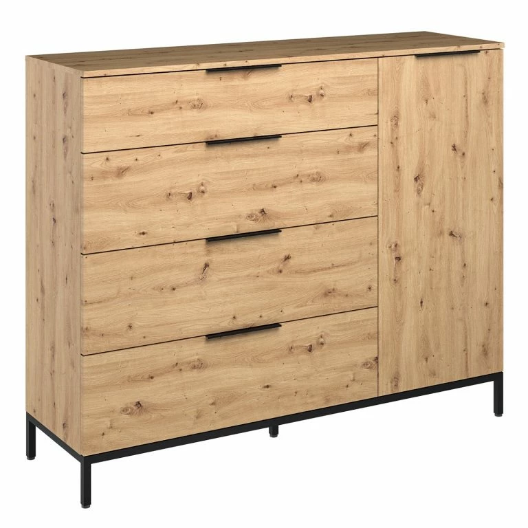 loftscape Maja Möbel Buffet Trend Wood II – Imitation chêne à nœuds / Noir