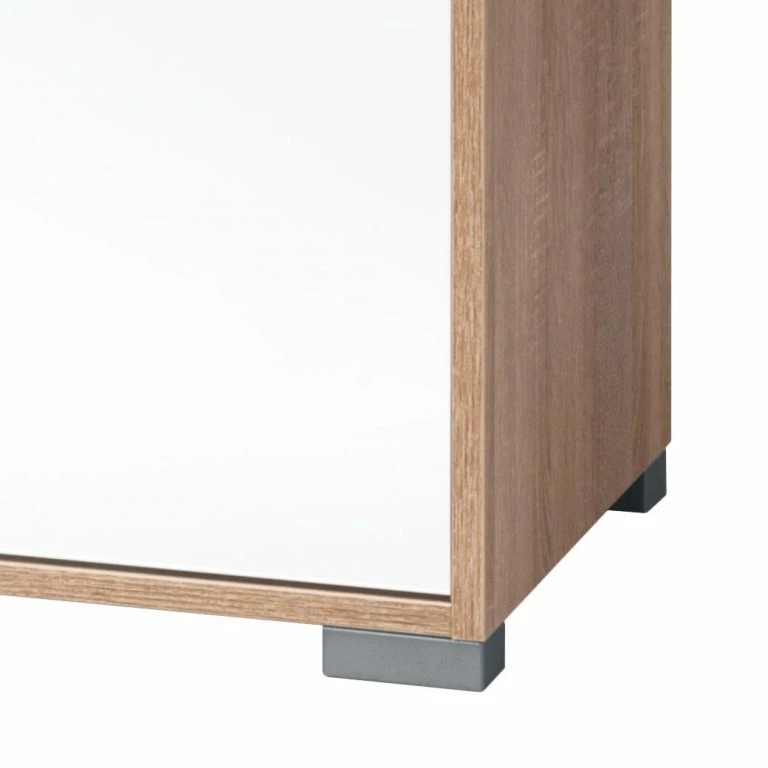 Loftscape Maja Möbel Commode Merit – Blanc Brillant / Imitation Chêne De Sonoma