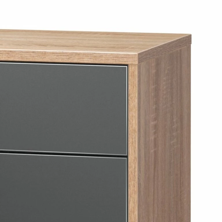Loftscape Maja Möbel Commode Merit – Gris Brillant / Imitation Chêne De Sonoma
