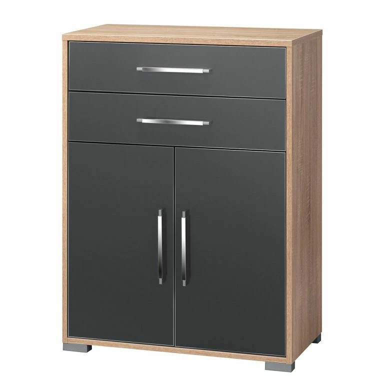 Loftscape Maja Möbel Commode Merit – Gris Brillant / Imitation Chêne De Sonoma