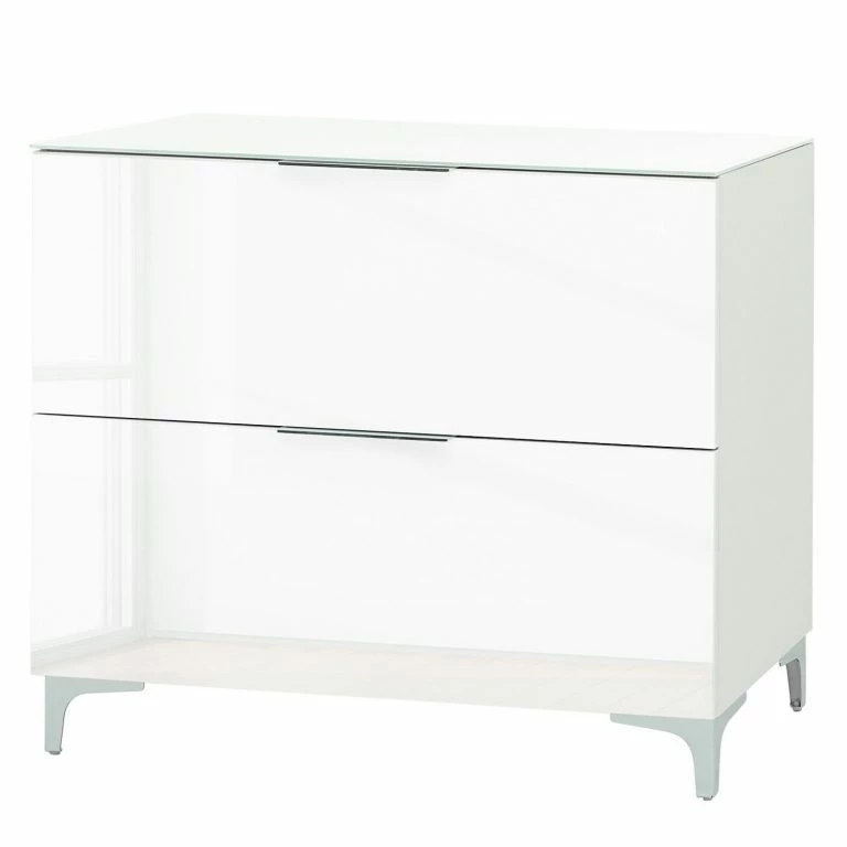 loftscape Maja Möbel Commode Shino I – Verre blanc / Blanc – Hauteur : 77 cm