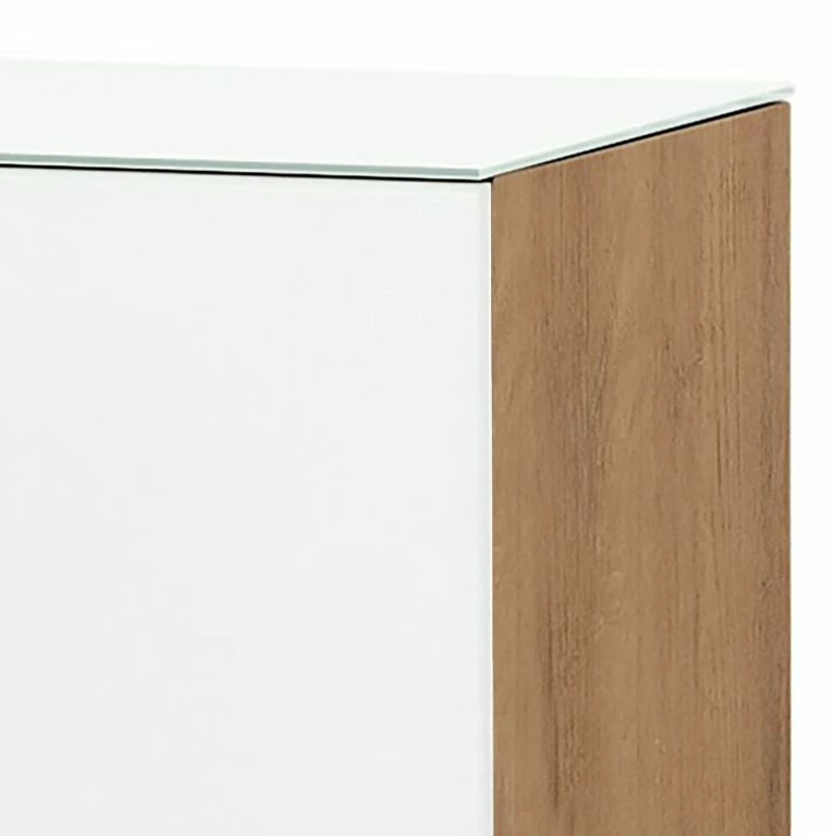 Loftscape Maja Möbel Commode Shino I – Verre Blanc / Imitation Chêne De Riviera – Hauteur : 109 Cm