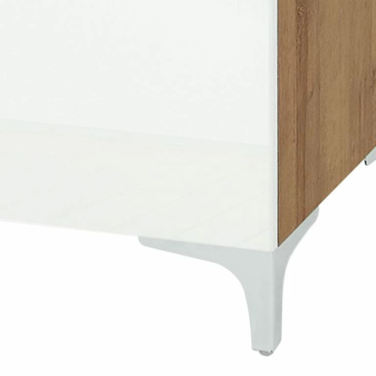 Loftscape Maja Möbel Commode Shino I – Verre Blanc / Imitation Chêne De Riviera – Hauteur : 109 Cm